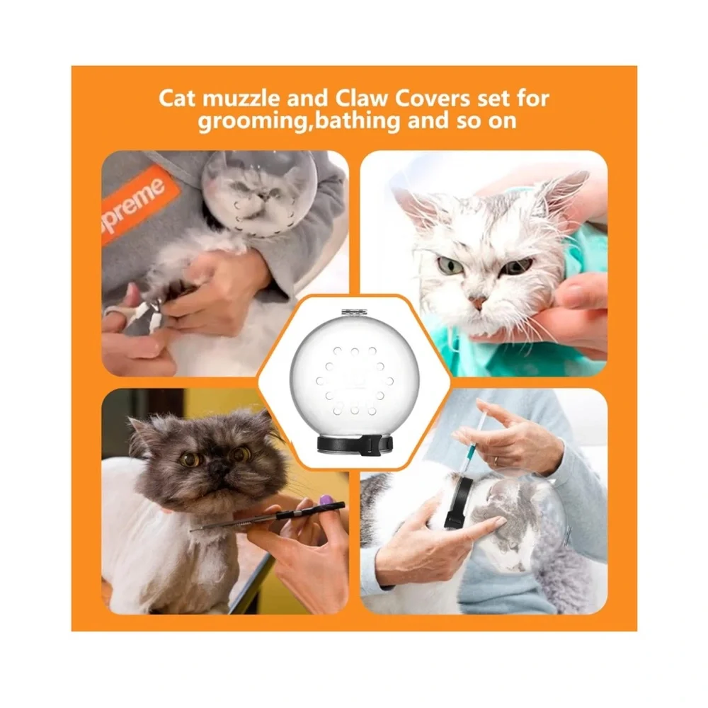 Cat Muzzle for Grooming,Bubble Muzzle and Boots for Nail Trimming,Cat Gr…